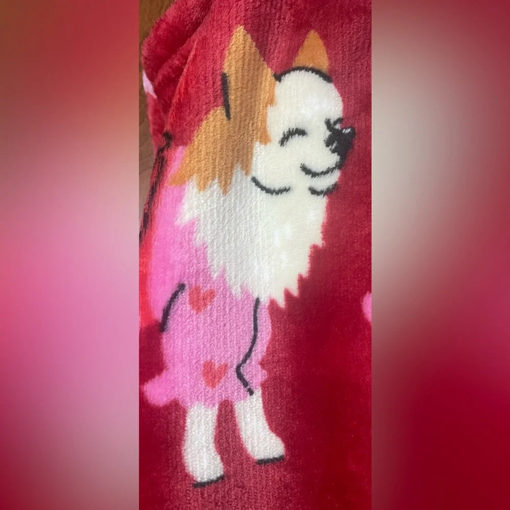 Puppy Love Plush Flannel Throw Dogs Puppies Red w/ Multi Color Gift ~ 50x60 NWT